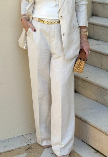 Gordon Smith Lino Wide Leg Pant - Natural