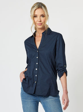 Gordon Smith Emma Rib Detail Shirt - Navy