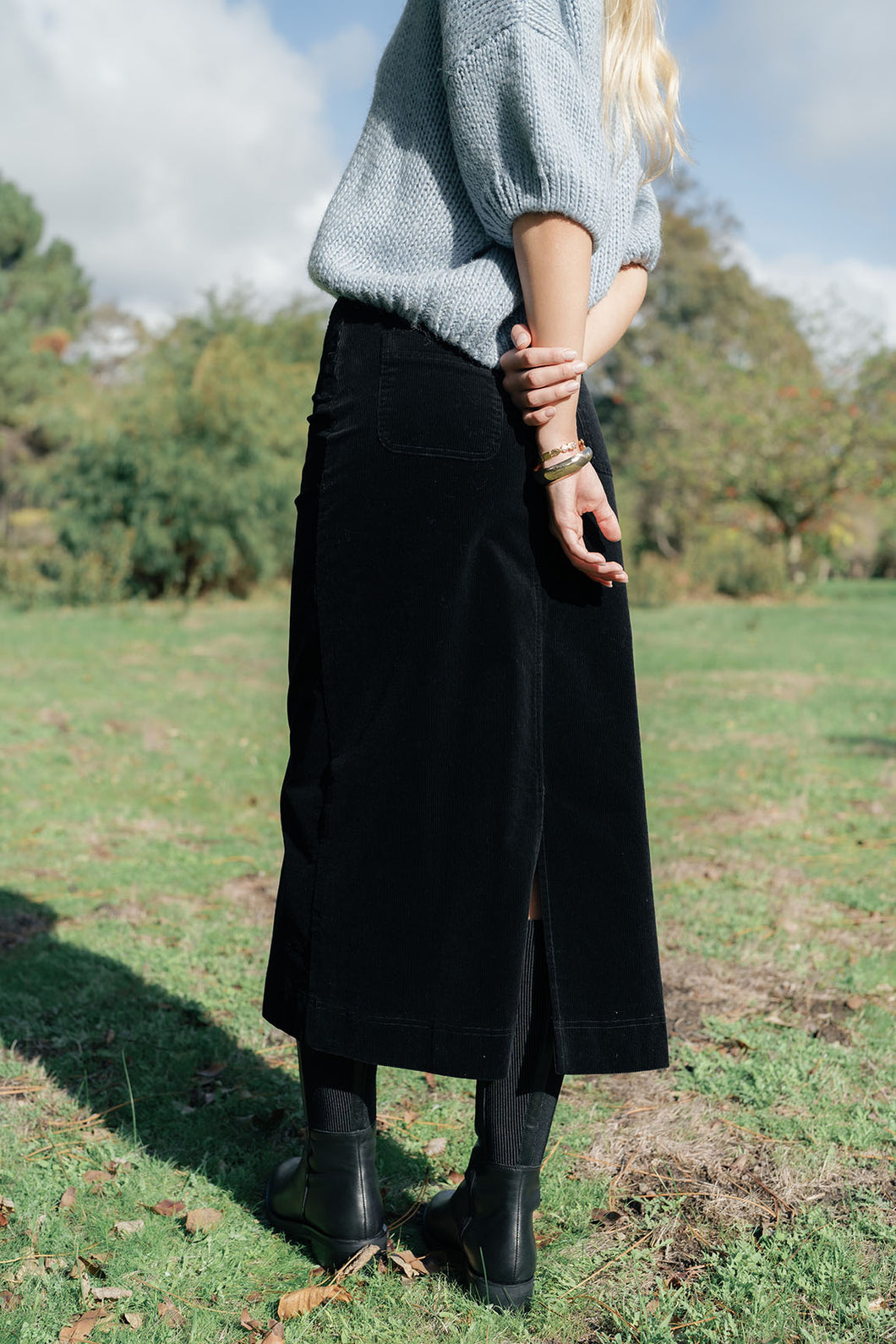 Humidity Billie Cord Skirt - Midnight