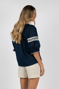 Humidity Ziggy Blouse - Navy