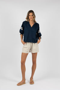 Humidity Ziggy Blouse - Navy