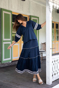 Humidity Ziggy Blouse - Navy