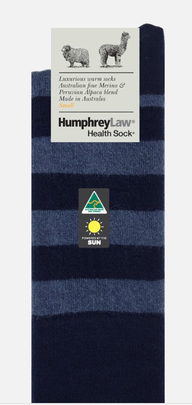 Humphrey Law Baby Alpaca Blend Stripe Socks - Navy