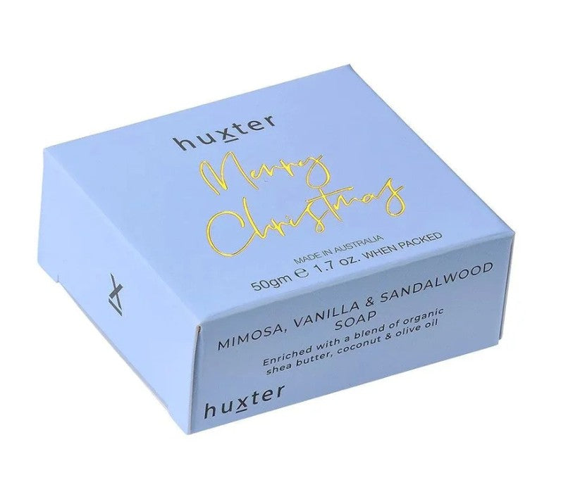 Huxter Mini Boxed Guest Soap - Merry Christmas Light Blue