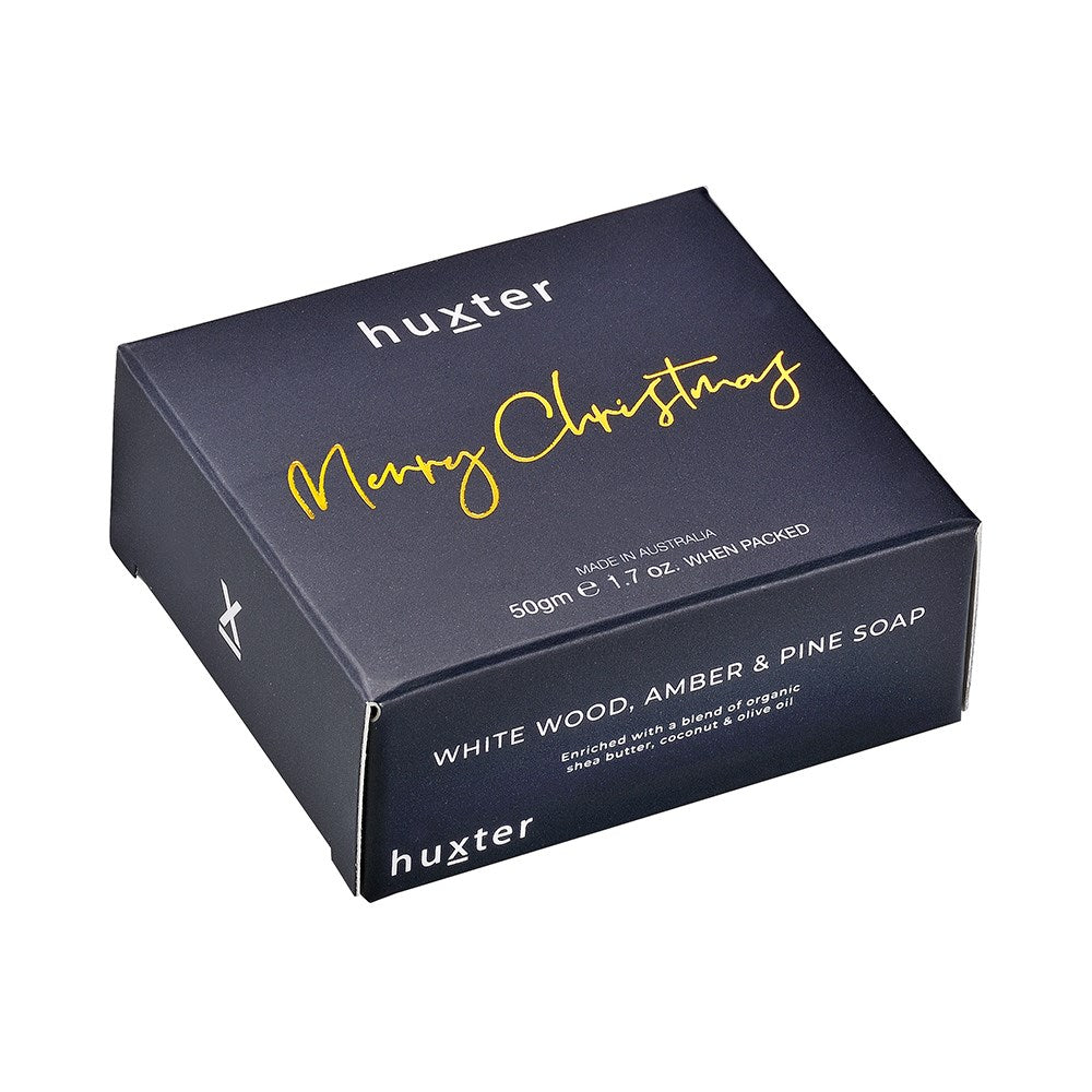 Huxter Mini Boxed Guest Soap - Merry Chrismas Navy