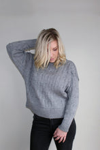 Load image into Gallery viewer, Australian Made womens Cropped Cable Knit Merino Wool Jumper in Silver
