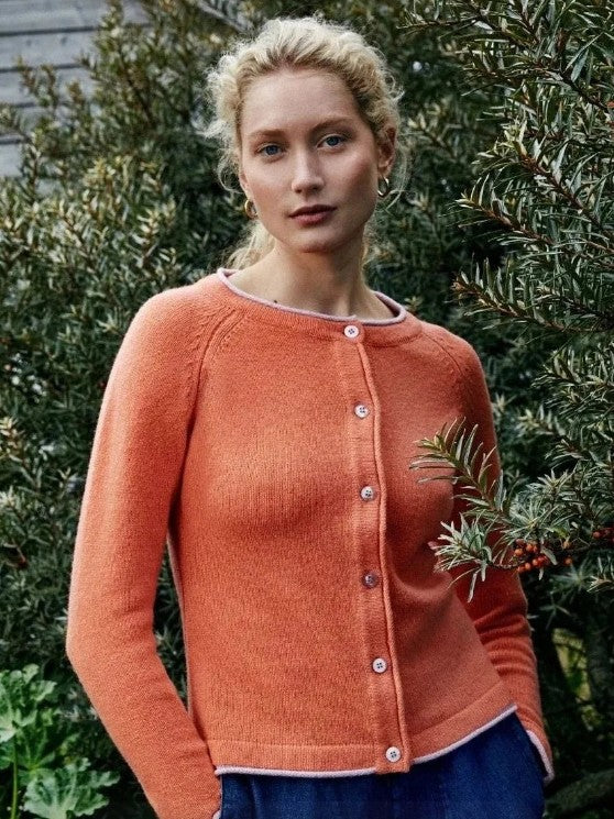 Irelands Eye Killiney Wool/Cashmere Cardigan Coral