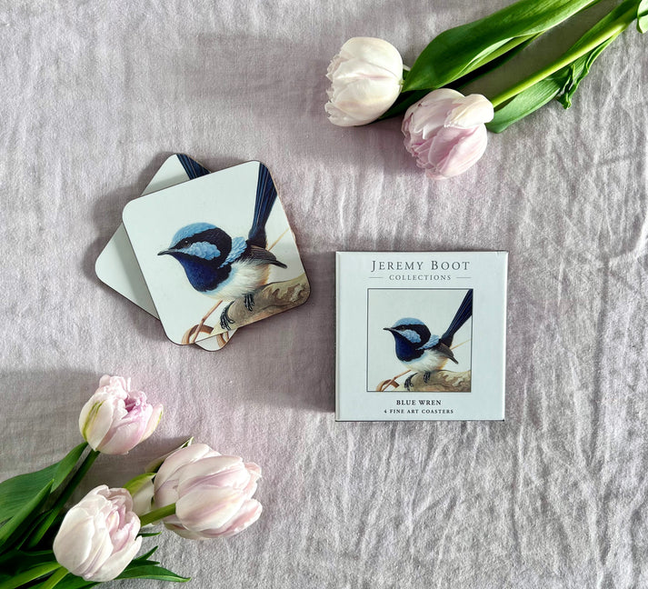 Jeremy Boot Coasters Set of 4 - Blue Wren