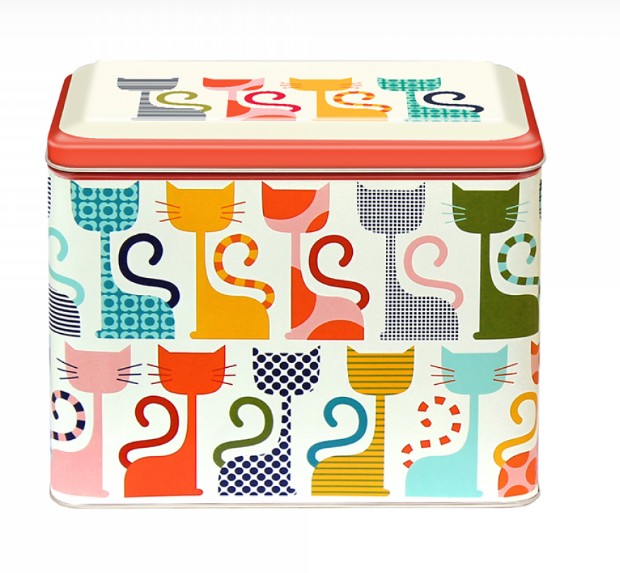 Kate Rhees Large Hinged Rectangle Tin - Cats
