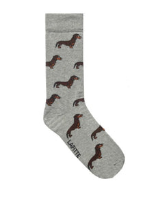 Australian Made Cotton Socks - Grey Dachshund