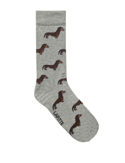 Australian Made Cotton Socks - Grey Dachshund