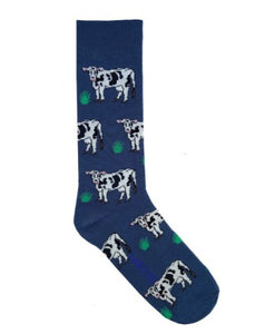 Australian Made Cotton Socks - Navy Cows