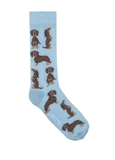 Australian Made Cotton Socks - Sky Blue Dachshunds