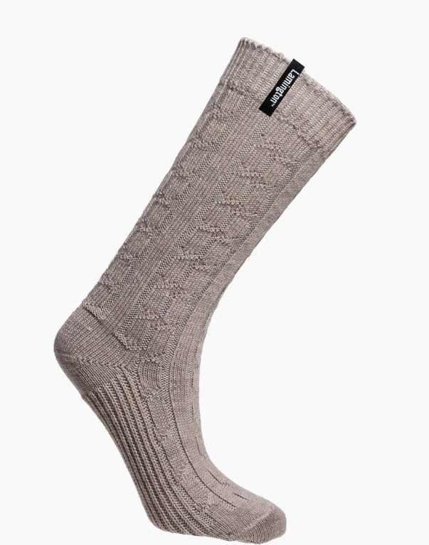 Lamington Wool Sunday Socks Chunky Cable Knit - Bluff (Oyster)