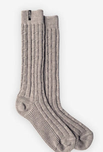 Lamington Wool Sunday Socks Chunky Cable Knit - Bluff (Oyster)