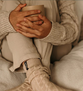 Lamington Wool Sunday Socks Chunky Cable Knit - Opito (sand)