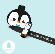 Load image into Gallery viewer, Legami Erasable Gel pen - Turquoise Ink - Penguin
