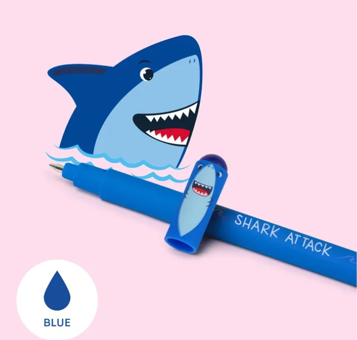 Legami Erasable Gel Pen - Blue Ink - Shark