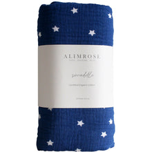 Load image into Gallery viewer, Muslin Swaddle Starry Night Navy
