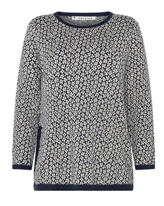 Mansted Flora Crew Neck Cotton Pullover - Navy