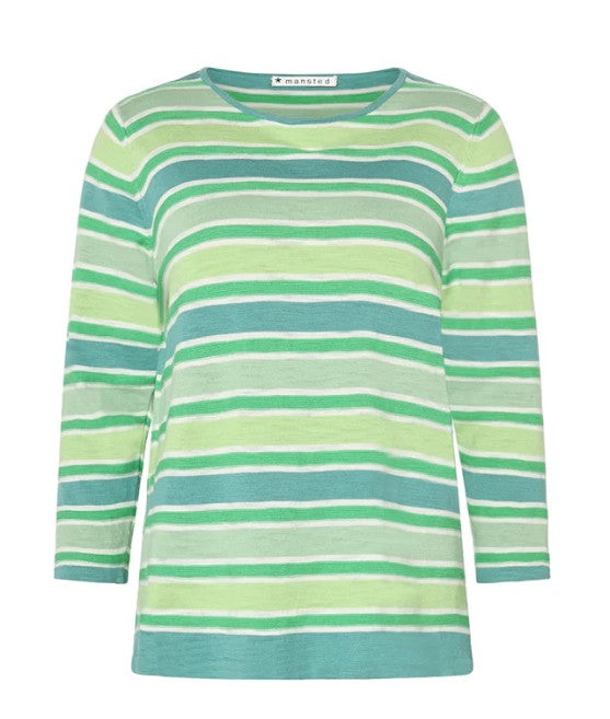 Mansted Natalia Stripe Cotton Top - Green