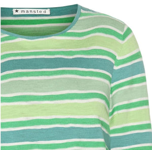 Mansted Natalia Stripe Cotton Top - Green