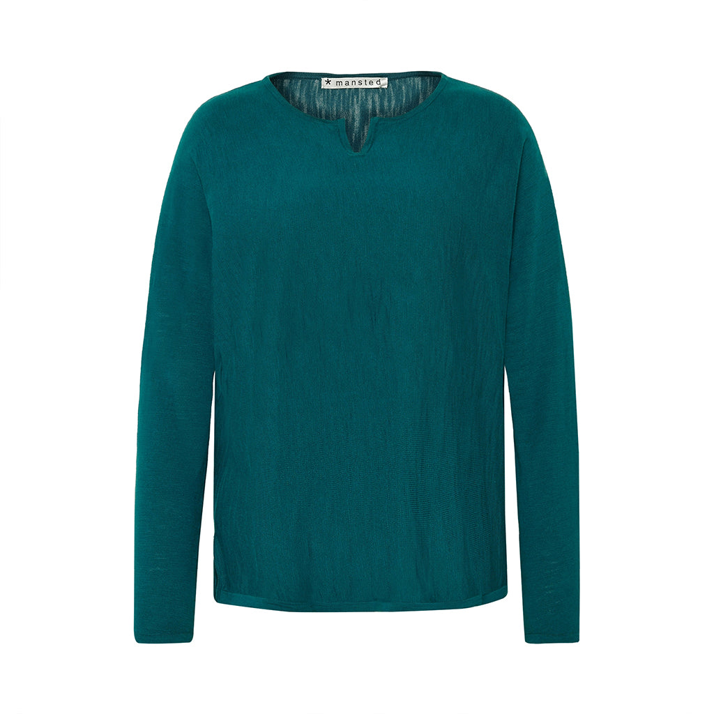 Mansted Kea Cotton Slub Knit Top - Dark Aqua