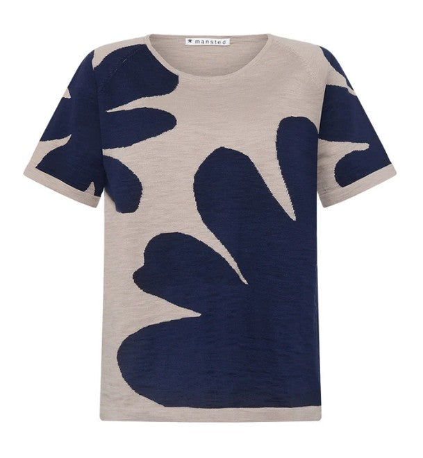 Mansted Lee Big Bloom Organic Cotton Tee - Navy