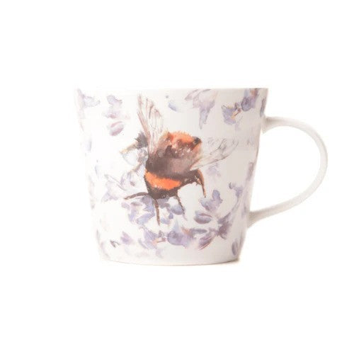 300ml Bone china mug with a print of water colour artist Meg Hawkins Bee Design on the outside.