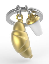 Load image into Gallery viewer, MetalMorphose Keyring - Croissant &amp; Coffee
