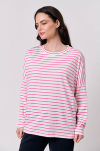 Namastai L/S Tee - Pink/White Stripe