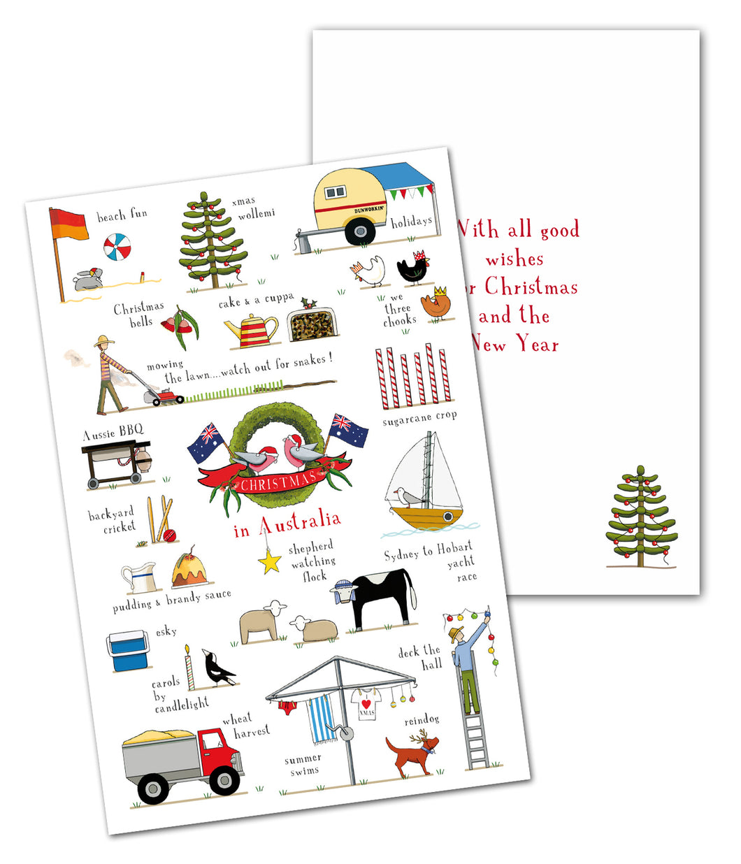 Red Tractor Designs Christmas Card 10 Pack - Christmas in Australia