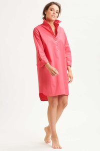 Shirty Popover Shirtdress - Raspberry