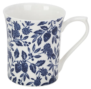 Queens by Churchill Blue Story Fine Bone China Mug - Tiverton White
