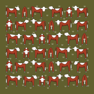 Red Tractor Designs Cotton Hankies - Hereford Cattle