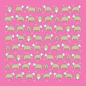 Red Tractor Designs Cotton Hankies - Sheep on Pink Background