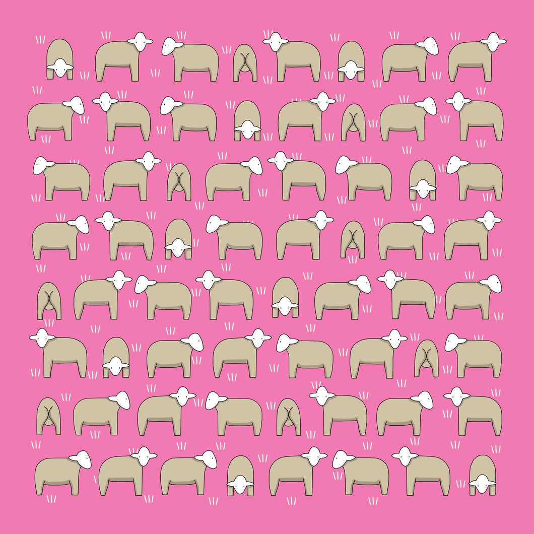 Red Tractor Designs Cotton Hankies - Sheep on Pink Background