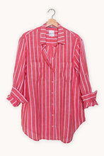 Load image into Gallery viewer, HUT Boyfriend Linen Shirt - Raspberry Chambray Stripe
