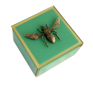 Russell Collection Trinket Box - Green with Bee