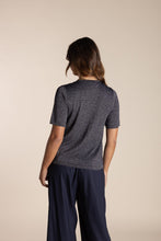 Load image into Gallery viewer, Two T&#39;s Metalic S/S Knit - Navy

