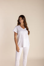 Load image into Gallery viewer, Two T&#39;s Cotton V Neck Tee - White
