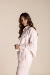 Two T's Linen Shirt Jacket - Pale Pink