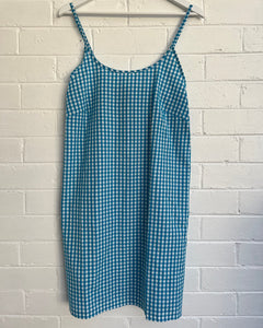 Cotton Slip Nightie - Turquoise Check