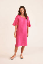 Load image into Gallery viewer, See Saw Linen Flutter Sleeve Dress - Hot Pink
