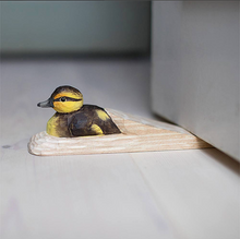 Load image into Gallery viewer, Hand Carved Timber Doorstop - Duckling
