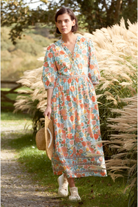 Seasalt Cornwall Blue Hills Dress - Flowering Blooms Chalk