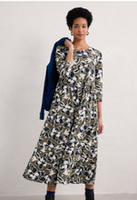 Load image into Gallery viewer, Seasalt Line Strokes Dress Bird Flower Dark Seagrass
