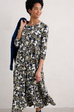 Load image into Gallery viewer, Seasalt Line Strokes Dress Bird Flower Dark Seagrass
