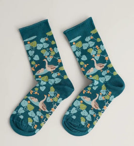 Seasalt Women's Arty Socks - Leafy Shade Dark Jade