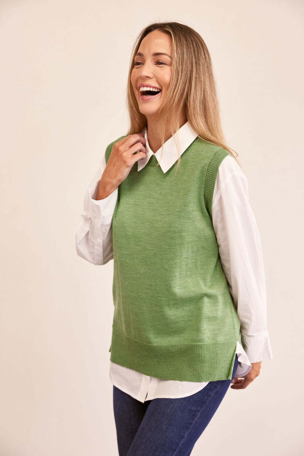 See Saw Merino Wool Vest - Sage